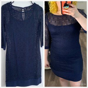 Lennie for Nina Leonard Lace Dress Blue Size Small